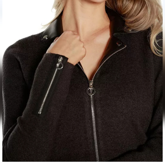 Belldini Black Label Plus Size Motorcycle Sweater Jacket. Almond. Nude Brown 2X. - Picture 13 of 14